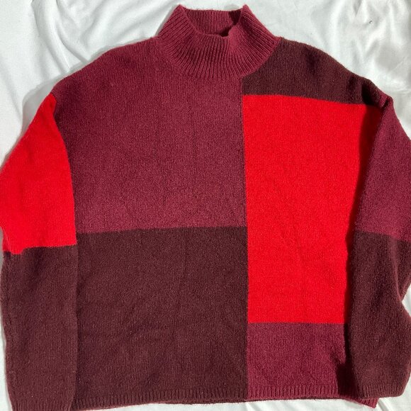 Cynthia Rowley XL Red Colorblock Sweater - Picture 8 of 8